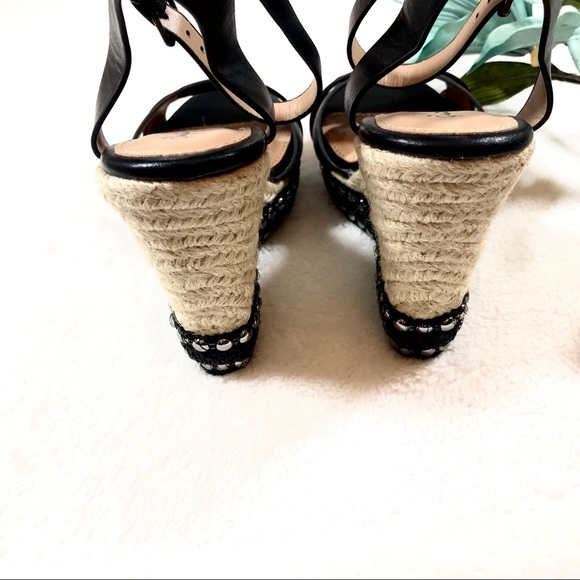 Black Studded Espadrilles Wedge Sandals - Picture 5 of 5